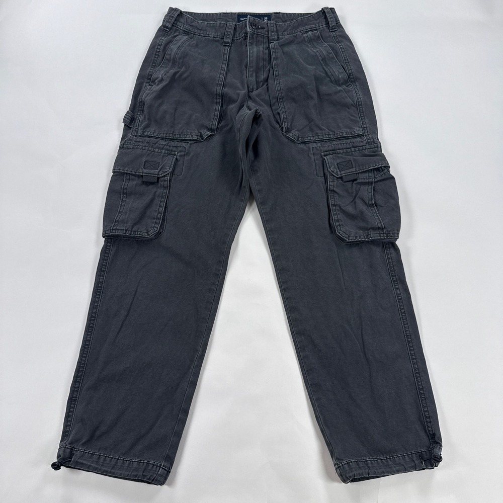Abercrombie & Fitch Mens Cargo Pants 28x30 Gray Loose Fit Bungee Hem Gorpcore